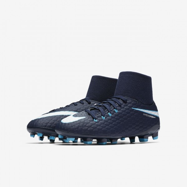 Nike Jr. Hypervenom Phelon III Dynamic Fit Fg Fußballschuhe Jungen Obsidian Blau Weiß 663-54404