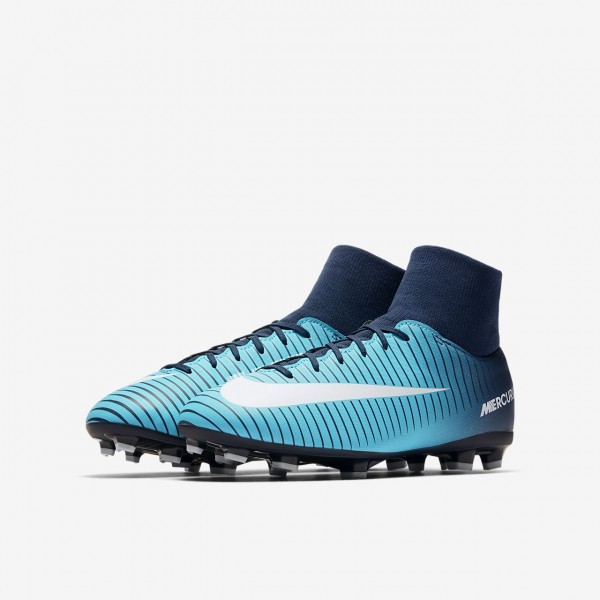 Nike Jr. Mercurial Victory VI Dynamic Fit Fg Fußballschuhe Jungen Obsidian Blau Weiß 166-48972