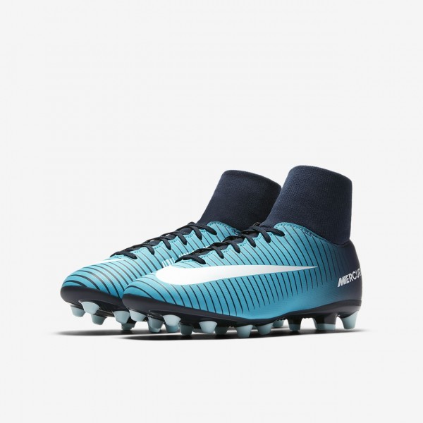 Nike Jr. Mercurial Victory VI Dynamic Fit Ag-pro Fußballschuhe Jungen Obsidian Blau Weiß 550-34307