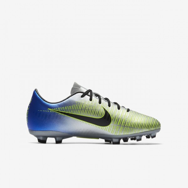 Nike Jr. Mercurial Victory VI Neymar Fg Fußballschuhe Jungen Blau Silber Grün Schwarz 611-44923