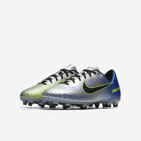 Nike Jr. Mercurial Victory VI Neymar Fg Fußballschuhe Jungen Blau Silber Grün Schwarz 611-44923