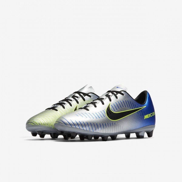 Nike Jr. Mercurial Victory VI Neymar Ag-pro Fußballschuhe Jungen Blau Silber Grün Schwarz 365-70284