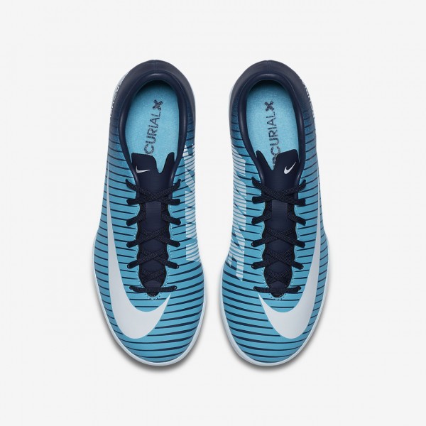Nike Jr. Mercurial Victory VI Ic Fußballschuhe Jungen Obsidian Blau Weiß 738-22679