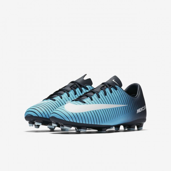 Nike Jr. Mercurial Victory VI Fg Fußballschuhe Jungen Obsidian Blau Weiß 545-32282