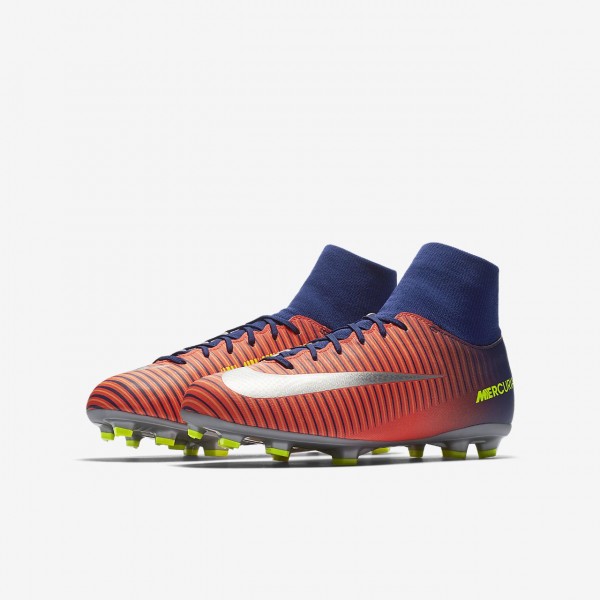 Nike Jr. Mercurial Victory VI Dynamic Fit Fußballschuhe Jungen Tiefes Königsblau Blau Rot Orange Sil