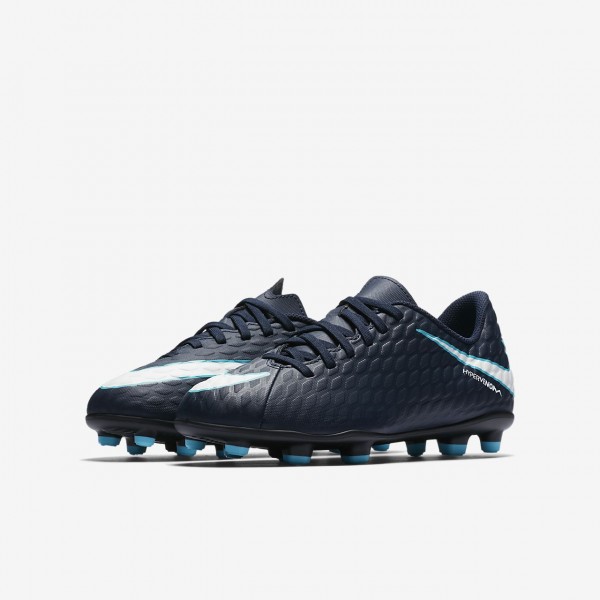 Nike Jr. Hypervenom Phade 3 Fg Fußballschuhe Jungen Obsidian Blau Weiß 348-89658