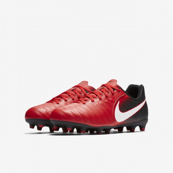 Nike Jr. Tiempo Rio Iv Fg Fußballschuhe Mädchen Schwarz Rot Weiß 237-30966