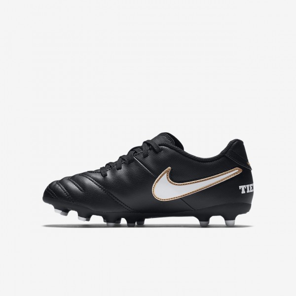 Nike Jr. Tiempo Rio III Fg Fußballschuhe Mädchen Schwarz Weiß 232-43807