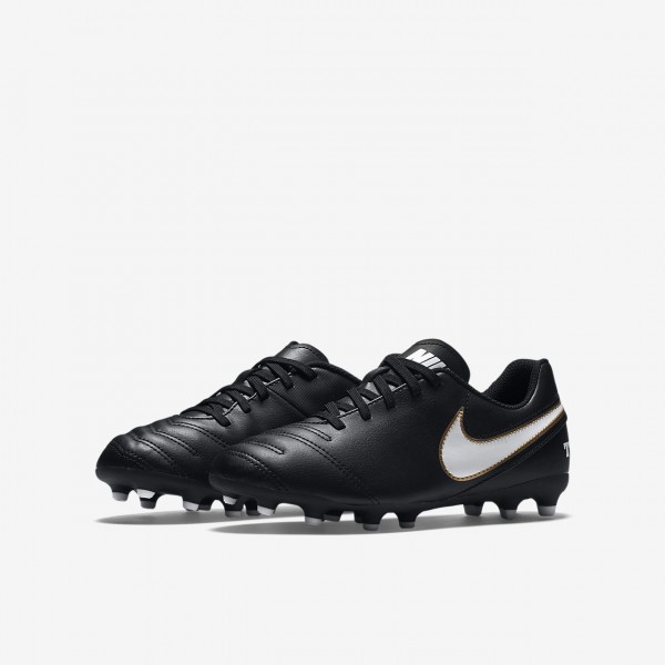 Nike Jr. Tiempo Rio III Fg Fußballschuhe Mädchen Schwarz Weiß 232-43807