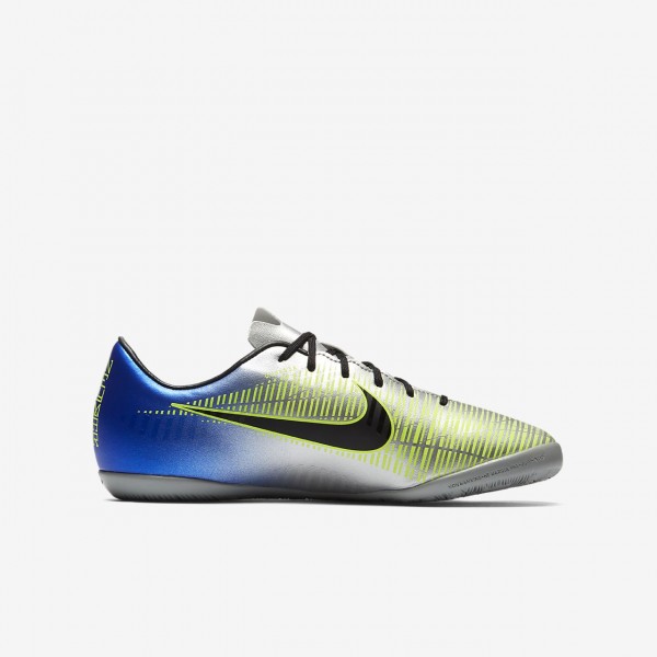 Nike Jr. Mercurialx Victory VI Neymar Ic Fußballschuhe Mädchen Blau Silber Grün Schwarz 141-15799