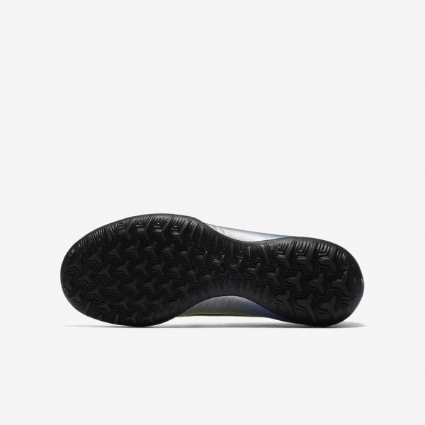 Nike Jr. Mercurialx Victory VI Neymar Tf Fußballschuhe Mädchen Blau Silber Grün Schwarz 861-24546