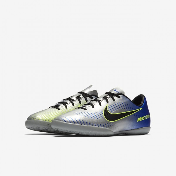 Nike Jr. Mercurialx Victory VI Neymar Ic Fußballschuhe Mädchen Blau Silber Grün Schwarz 141-15799