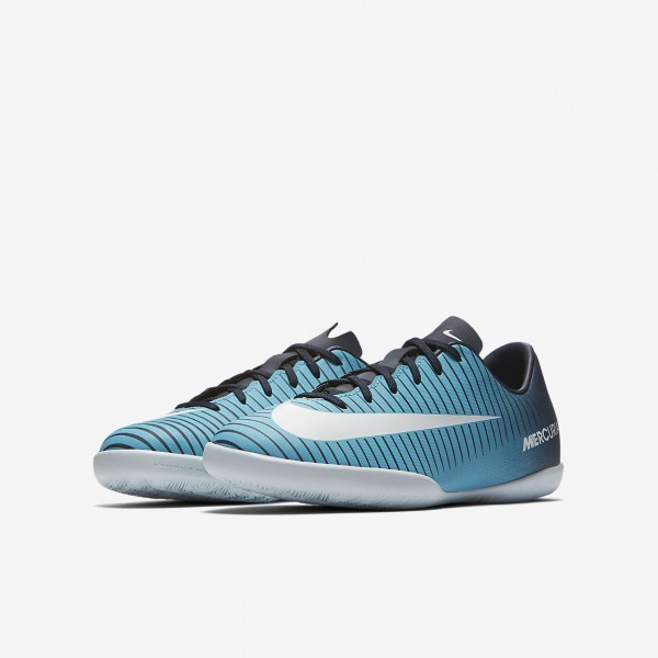 Nike Jr. Mercurial Victory VI Ic Fußballschuhe Mädchen Obsidian Blau Weiß 612-14773