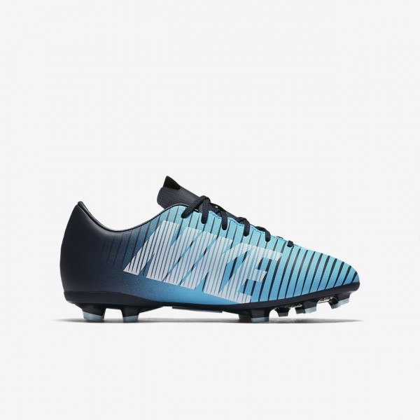 Nike Jr. Mercurial Victory VI Fg Fußballschuhe Mädchen Obsidian Blau Weiß 663-23266