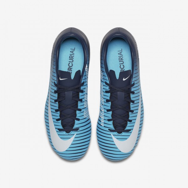 Nike Jr. Mercurial Victory VI Fg Fußballschuhe Mädchen Obsidian Blau Weiß 663-23266