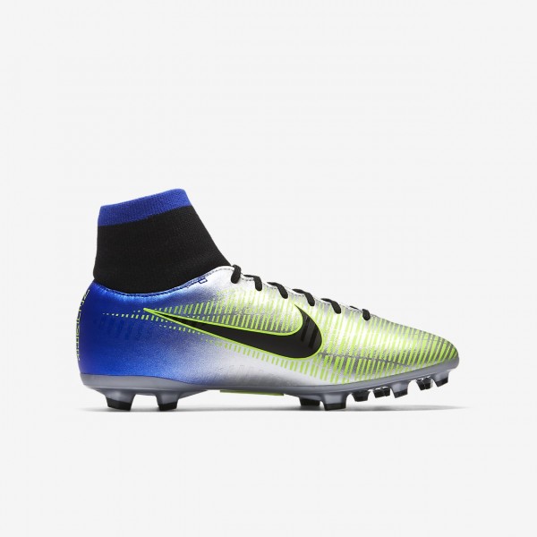 Nike Jr. Mercurial Victory VI Dynamic Fit Neymar Fg Fußballschuhe Mädchen Blau Silber Grün Schwarz 8
