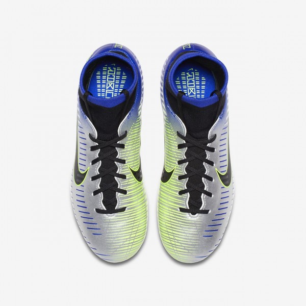 Nike Jr. Mercurial Victory VI Dynamic Fit Neymar Fg Fußballschuhe Mädchen Blau Silber Grün Schwarz 8