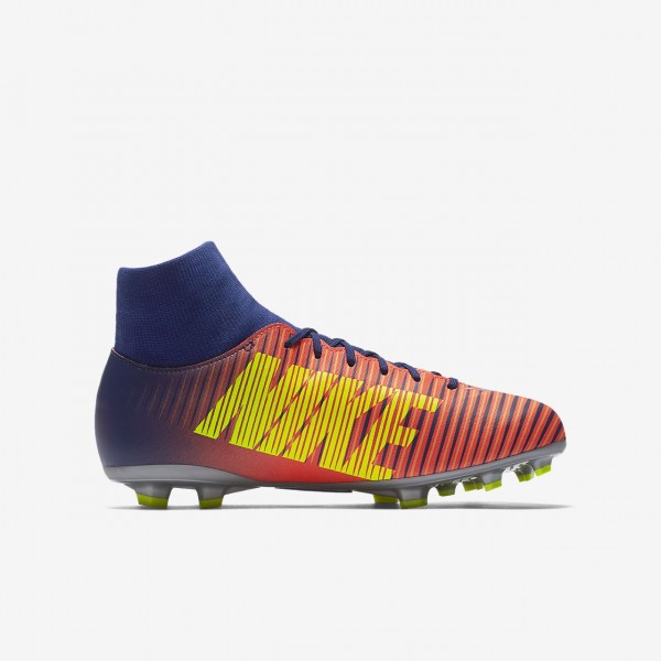 Nike Jr. Mercurial Victory VI Dynamic Fit Fußballschuhe Mädchen Tiefes Königsblau Blau Rot Orange Si