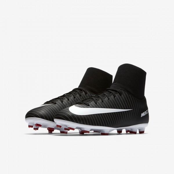 Nike Jr. Mercurial Victory VI Dynamic Fit Fußballschuhe Mädchen Schwarz Dunkelgrau Rot Weiß 901-6560