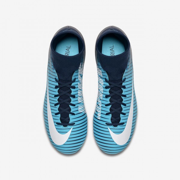 Nike Jr. Mercurial Victory VI Dynamic Fit Fg Fußballschuhe Mädchen Obsidian Blau Weiß 848-37813