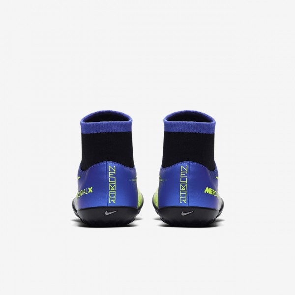 Nike Jr. Mercurialx Victory VI Dynamic Fit Neymar Tf Fußballschuhe Mädchen Blau Silber Grün Schwarz