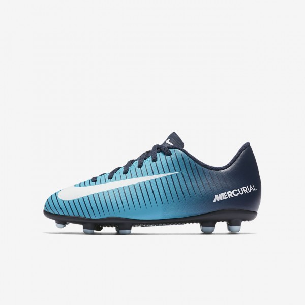 Nike Jr. Mercurial Vortex III Fg Fußballschuhe Mädchen Obsidian Blau Weiß 778-21095