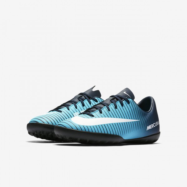 Nike Jr. Mercurial Victory VI Tf Fußballschuhe Mädchen Obsidian Blau Weiß 997-13832
