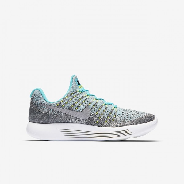 Nike Lunarepic low Flyknit 2 Laufschuhe Mädchen Grau Blau Grün Metallic Silber 873-93813