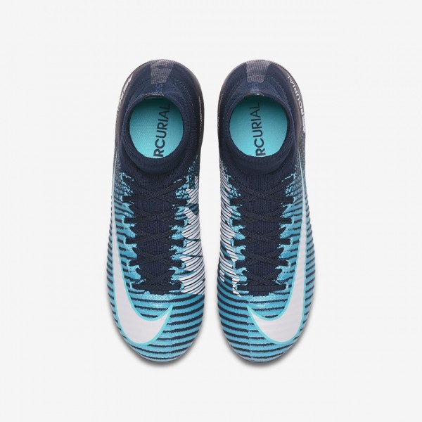 Nike Jr. Mercurial Superfly V Dynamic Fit Fg Fußballschuhe Mädchen Obsidian Blau Weiß 846-77043
