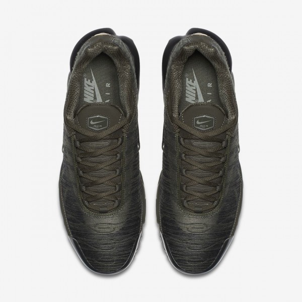 Nike Air Max Plus Jacquard Freizeitschuhe Herren Khaki Schwarz Weiß Dunkelolive 419-74263