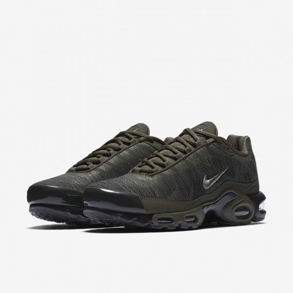 Nike Air Max Plus Jacquard Freizeitschuhe Herren Khaki Schwarz Weiß Dunkelolive 419-74263