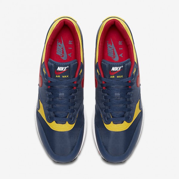 Nike Air Max 1 Premium Freizeitschuhe Herren Navy Gelb Weiß Rot 778-97020