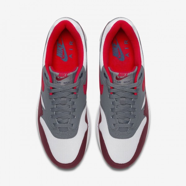 Nike Air Max 1 Freizeitschuhe Herren Weiß Grau Rot 521-55821