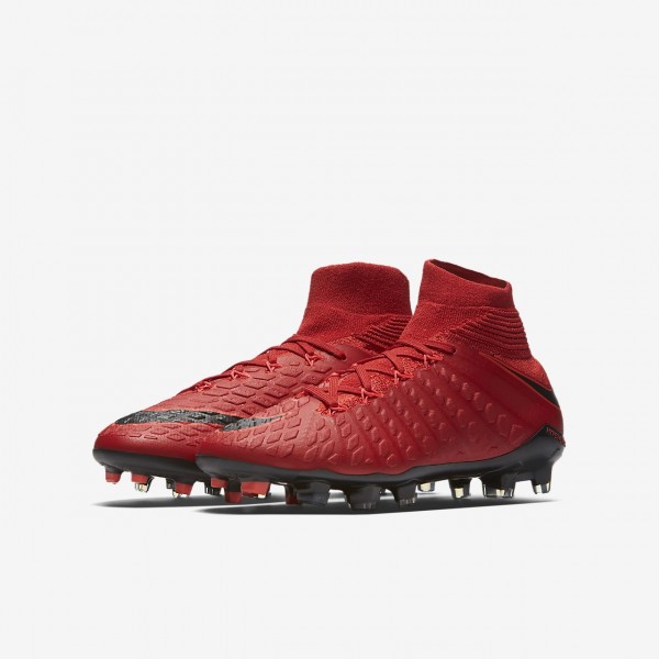 Nike Hypervenom Phantom 3 Df Fg Fußballschuhe Jungen Rot Schwarz 537-46899