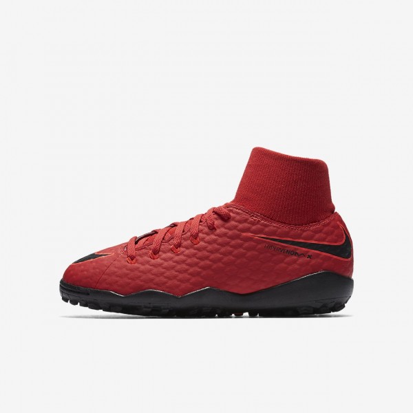 Nike Jr. Hypervenomx Phelon III Dynamic Fit Tf Fußballschuhe Mädchen Rot Schwarz 525-46589