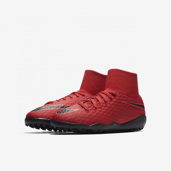 Nike Jr. Hypervenomx Phelon III Dynamic Fit Tf Fußballschuhe Mädchen Rot Schwarz 525-46589