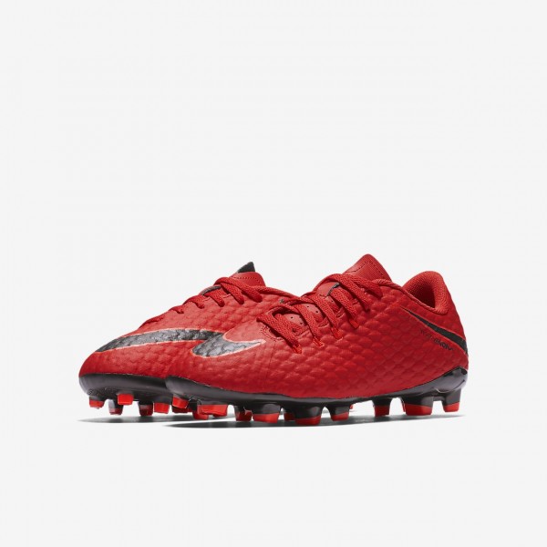 Nike Jr. Hypervenom Phelon 3 Fg Fußballschuhe Mädchen Rot Schwarz 441-10245
