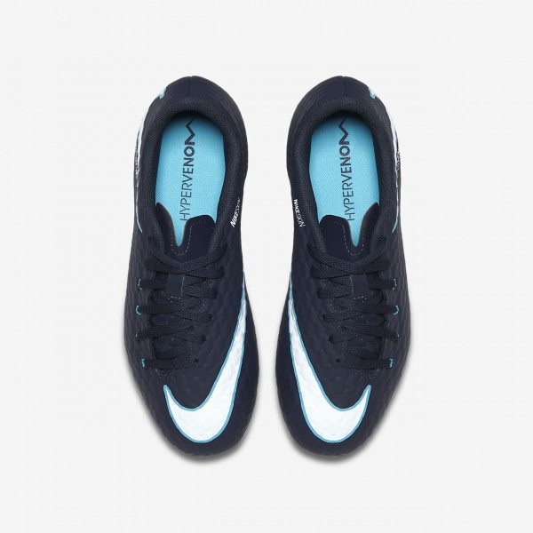 Nike Jr. Hypervenom Phelon 3 Fg Fußballschuhe Mädchen Obsidian Blau Weiß 920-42726