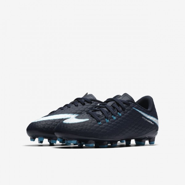 Nike Jr. Hypervenom Phelon 3 Fg Fußballschuhe Mädchen Obsidian Blau Weiß 920-42726