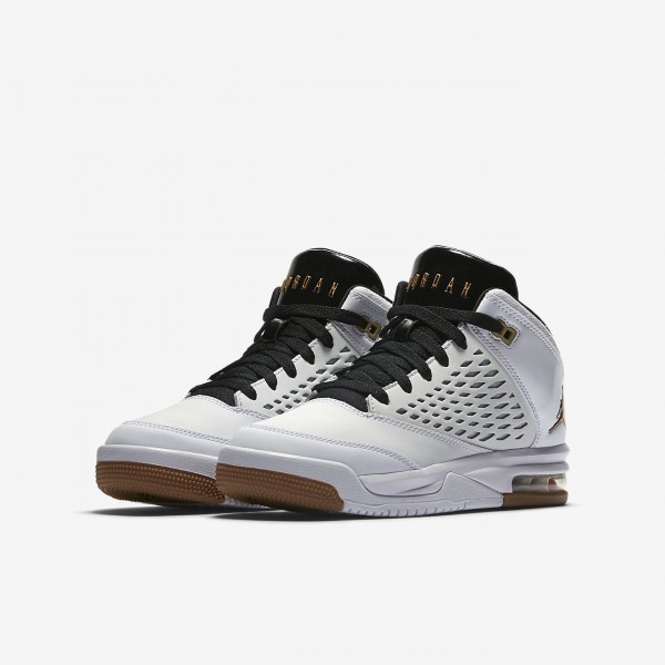 Nike Jordan Flight Origin 4 Freizeitschuhe Mädchen Weiß Schwarz Braun Metallic Gold 811-85707