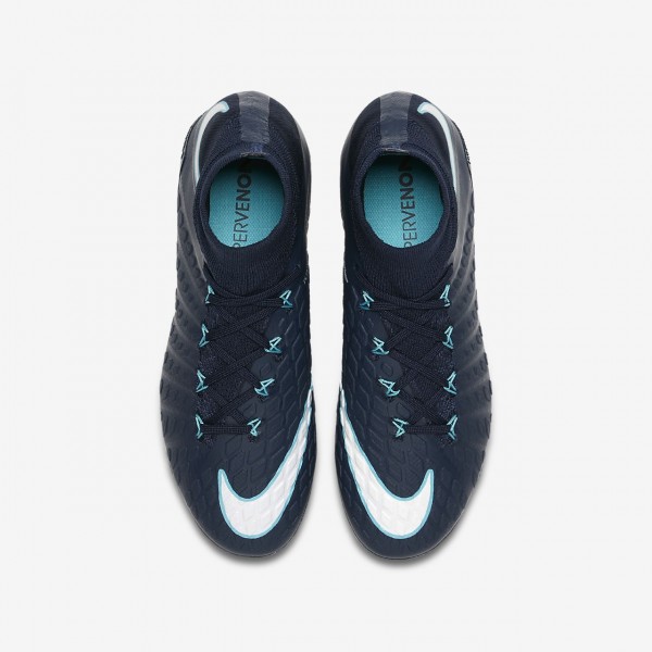 Nike Hypervenom Phantom 3 Df Fg Fußballschuhe Mädchen Obsidian Blau Weiß 725-89549
