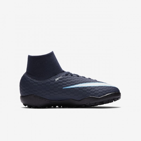Nike Jr. Hypervenomx Phelon III Dynamic Fit Tf Fußballschuhe Mädchen Obsidian Blau Weiß 335-77917