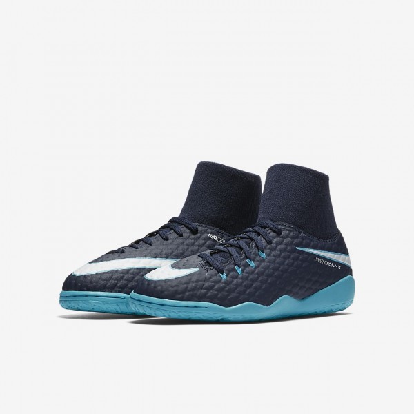 Nike Jr. Hypervenomx Phelon III Dynamic Fit Ic Fußballschuhe Mädchen Obsidian Blau Weiß 262-72068
