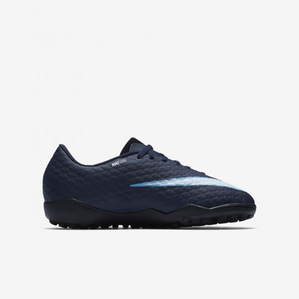 Nike Jr. Hypervenomx Phelon 3 Tf Fußballschuhe Mädchen Obsidian Blau Weiß 940-92585