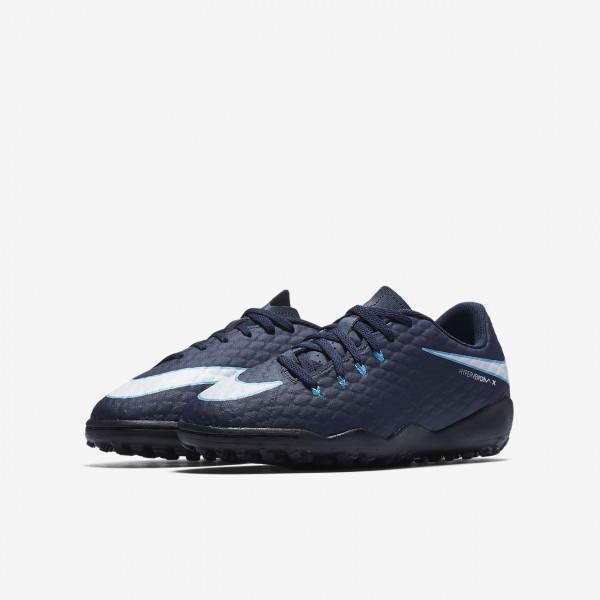 Nike Jr. Hypervenomx Phelon 3 Tf Fußballschuhe Mädchen Obsidian Blau Weiß 940-92585