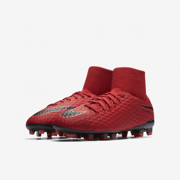 Nike Jr. Hypervenom Phelon III Dynamic Fit Fg Fußballschuhe Mädchen Rot Schwarz 136-70904