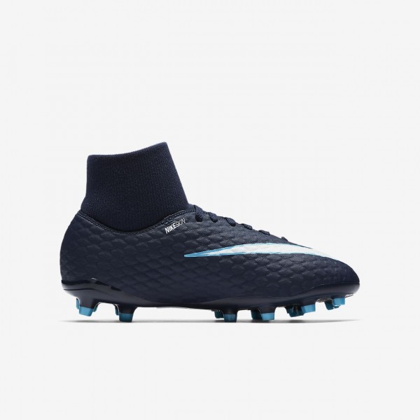 Nike Jr. Hypervenom Phelon III Dynamic Fit Fg Fußballschuhe Mädchen Obsidian Blau Weiß 637-44540