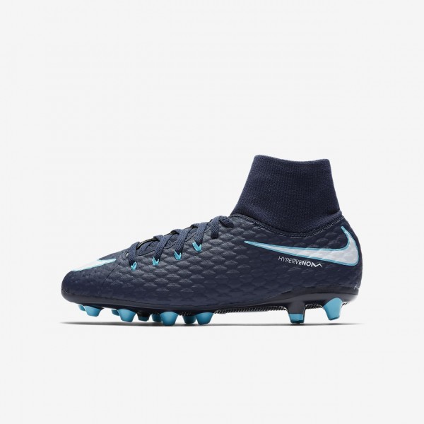 Nike Jr. Hypervenom Phelon III Dynamic Fit Ag-pro Fußballschuhe Mädchen Obsidian Blau Weiß 243-15136