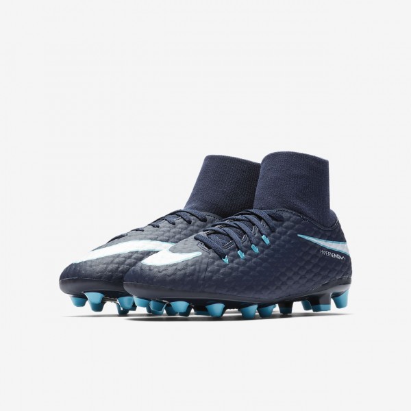 Nike Jr. Hypervenom Phelon III Dynamic Fit Ag-pro Fußballschuhe Mädchen Obsidian Blau Weiß 243-15136