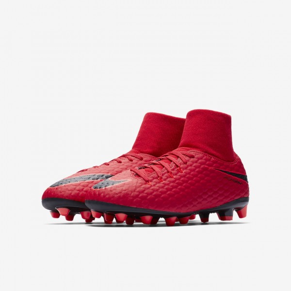 Nike Jr. Hypervenom Phelon III Dynamic Fit Ag-pro Fußballschuhe Mädchen Rot Schwarz 494-65288